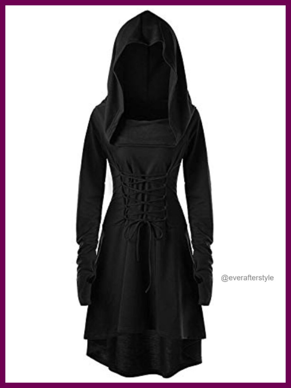 Renaissance Vintage Hooded Costume Dress Lace Up Robe High Waist Cosplay